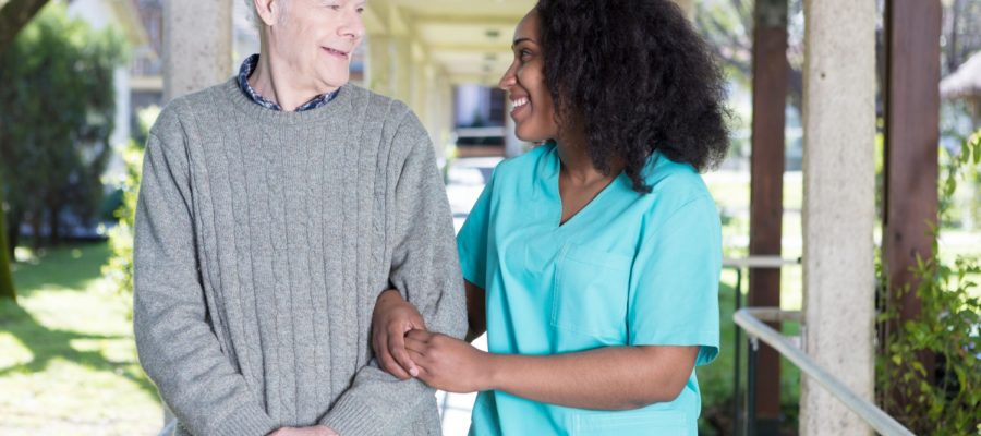nurse and senior man